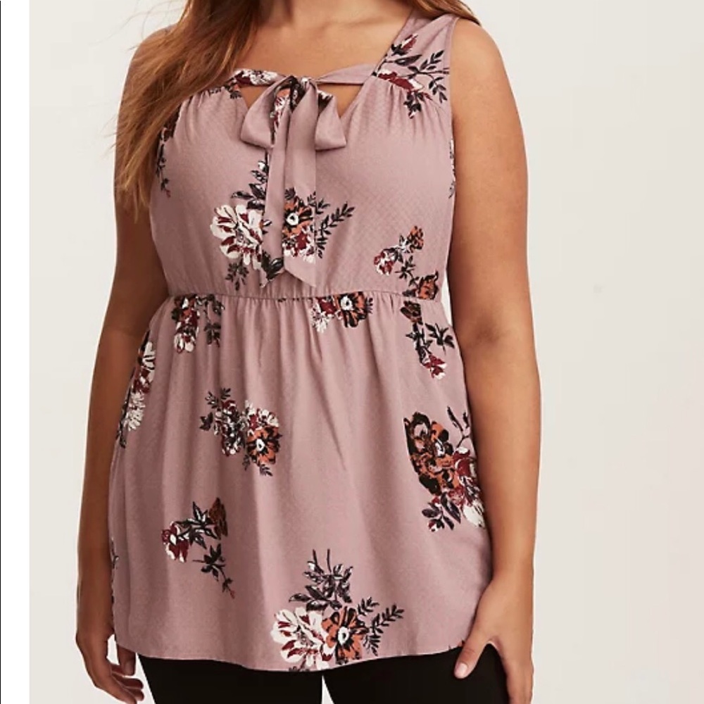 Torrid Floral Tie Neck Peplum Tank Top Size 2